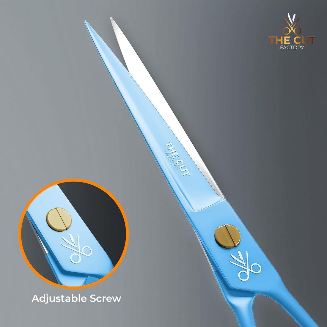 The Cut Factory- 6.5” Professional Hair Scissors - High Carbon 420 Stainless Steel Hair Cutting Scissors, Ultra-Sharp Barber Shears for Salon & Home (Blue)