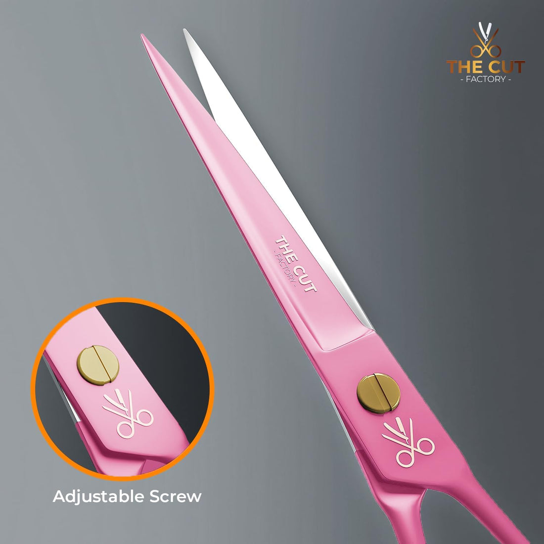 The Cut Factory- 6.5” Professional Hair Scissors - High Carbon 420 Stainless Steel Hair Cutting Scissors, Ultra-Sharp Barber Shears for Salon & Home (PINK)