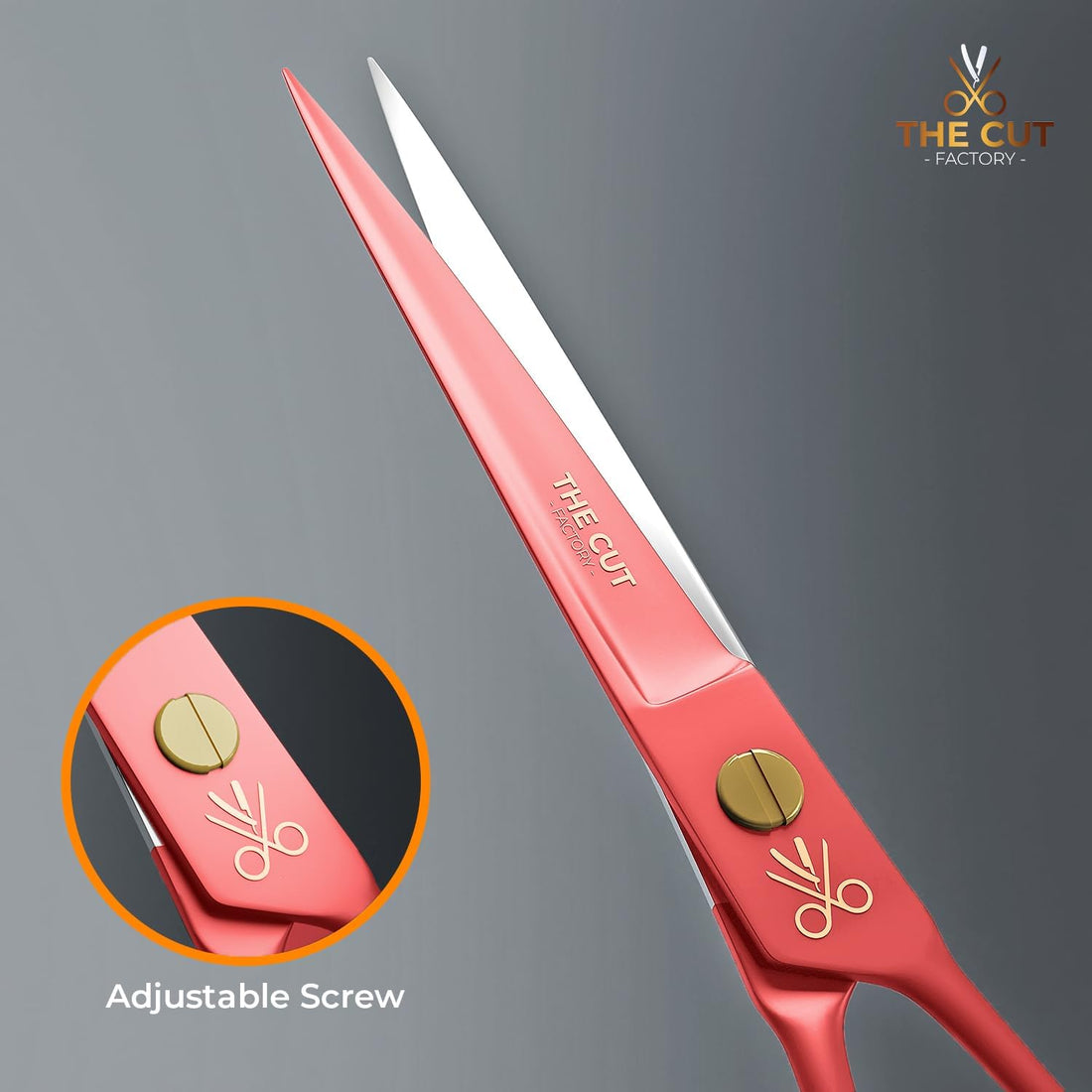 The Cut Factory- 6.5” Professional Hair Scissors - High Carbon 420 Stainless Steel Hair Cutting Scissors, Ultra-Sharp Barber Shears for Salon & Home (RED)