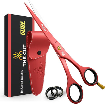 The Cut Factory- 6.5” Professional Hair Scissors - High Carbon 420 Stainless Steel Hair Cutting Scissors, Ultra-Sharp Barber Shears for Salon & Home (RED)