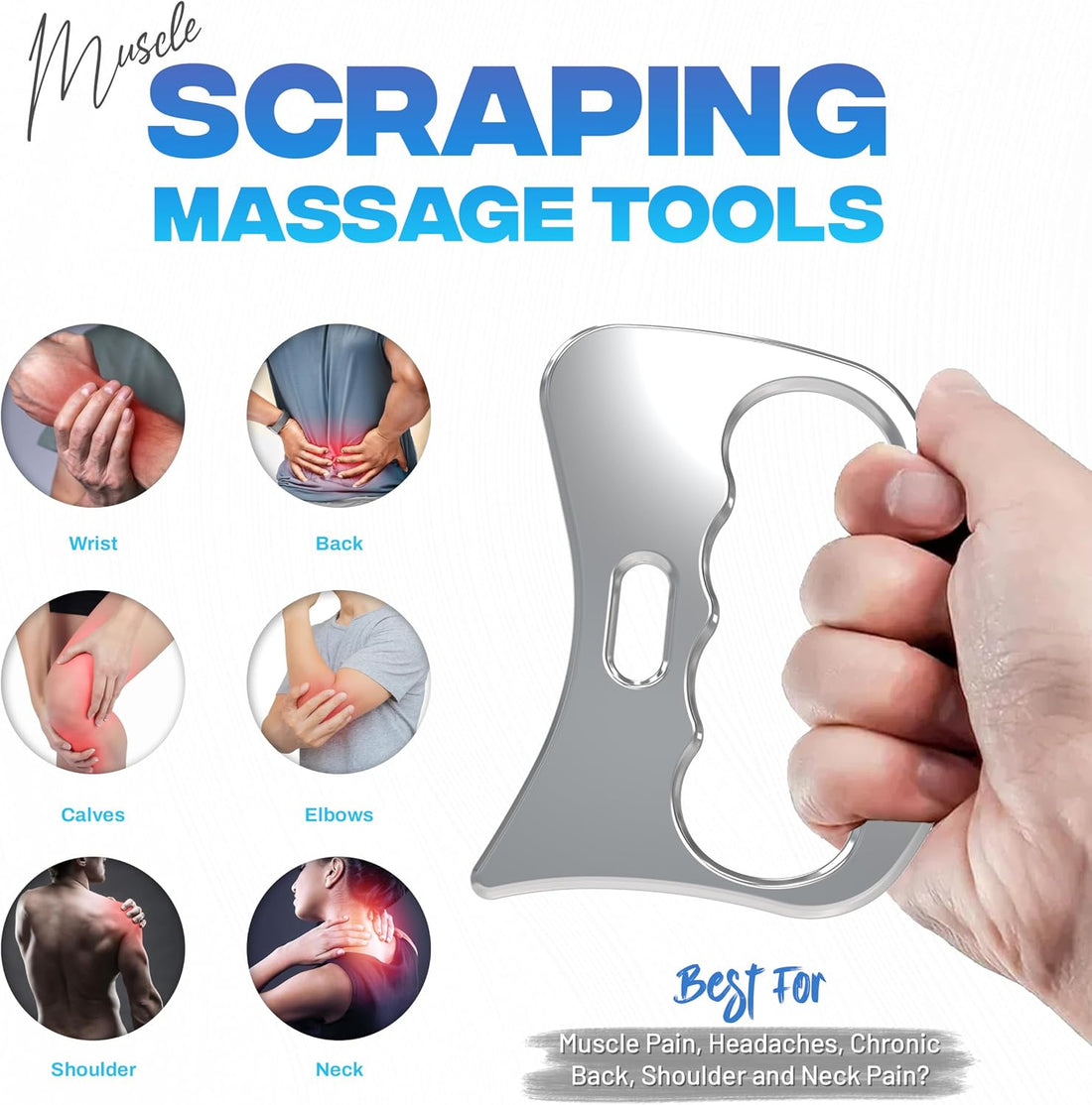 Top of The Line Guasha Tool, Muscle Scraper Tool, Stainless Steel Gua sha, IASTM Tools, Soft Tissue Massage Tool, Physical Therapy Tools Our Special Polishing Process Make it Antirust for Lifetime