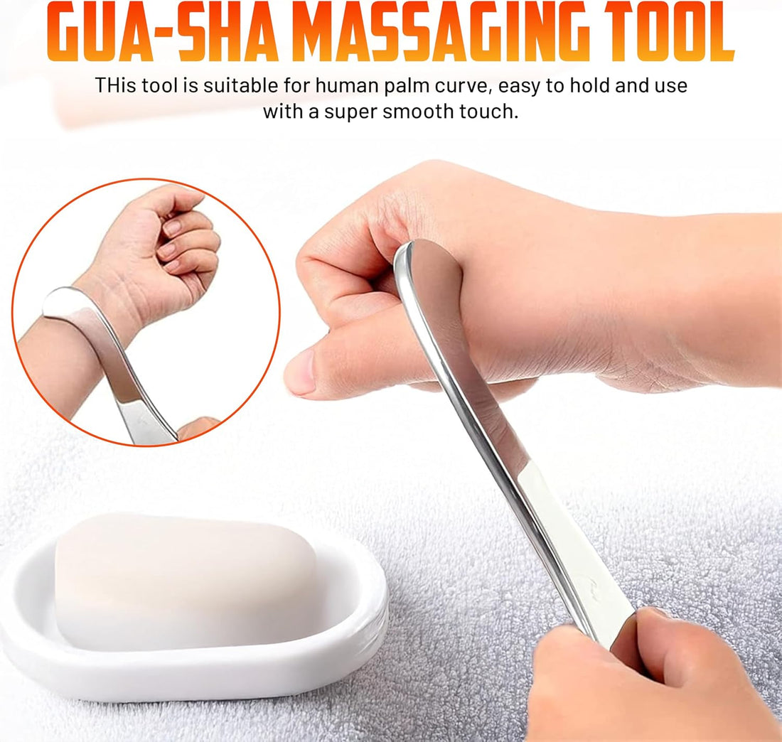 Stainless Steel Gua Sha Muscle Scraper Tool for Soft Tissue, Physical Therapy, Scar Tissue, and Massage – IASTM Guasha Tool for Back, Neck, Arms, and Legs – Professional Massage Scraping Tool