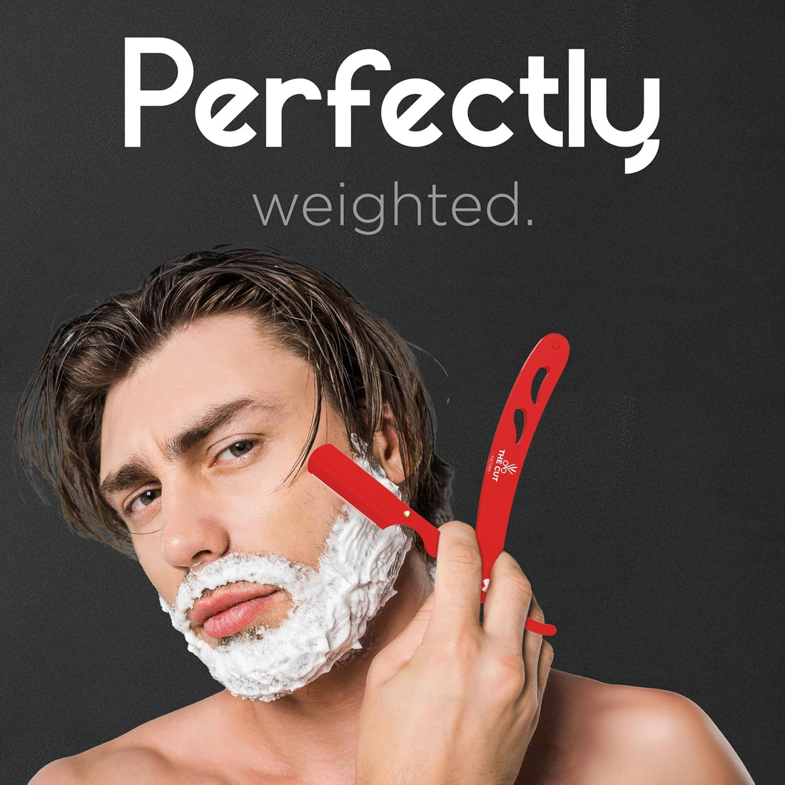 The Cut- Factory- Straight Razor with 20 Pack Platinum Treet Single Blade Razors for Men- Professional Barber Straight Edge Razor for Close Shaving 100 Percent Stainless Steel, Red - The Cut Factory